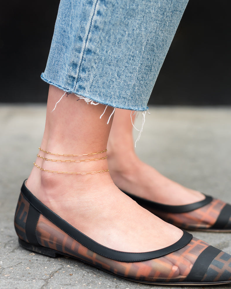 14k Gold Open Link Chain Anklet