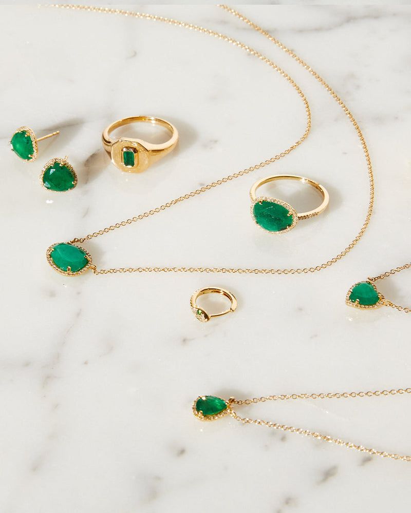 Diamond Emerald Stud Earrings