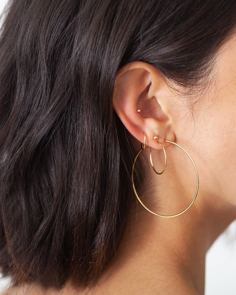 14k Gold Bead Stud Earrings