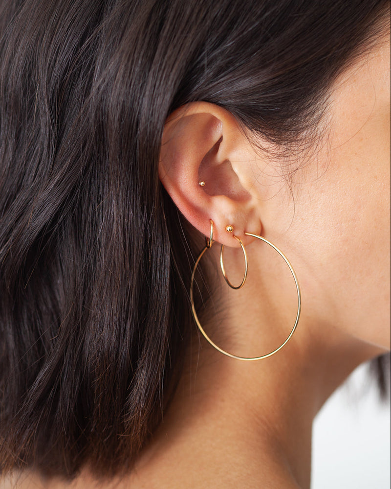 14k Gold Large Thread Hoop Earrings