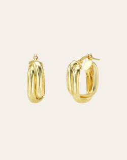 14K Gold Double Twist Oval Hoop Earrings