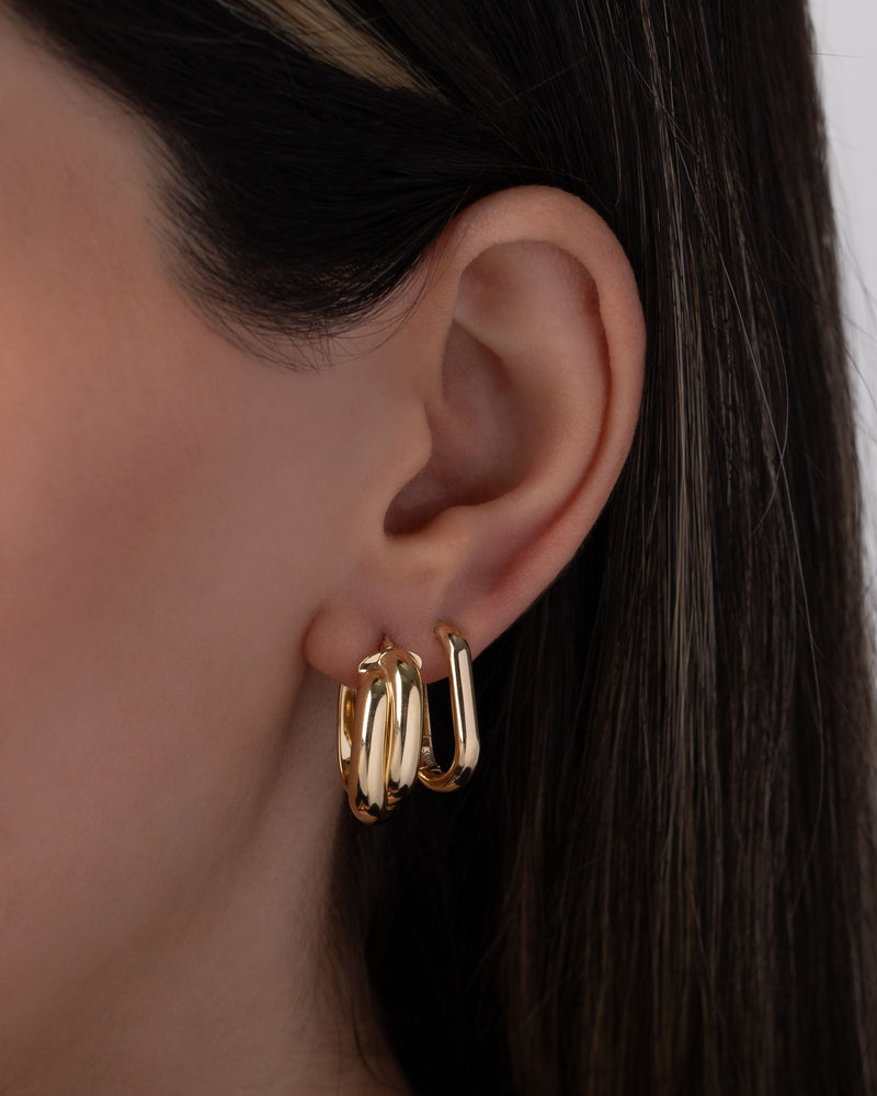 14K Gold Double Twist Oval Hoop Earrings