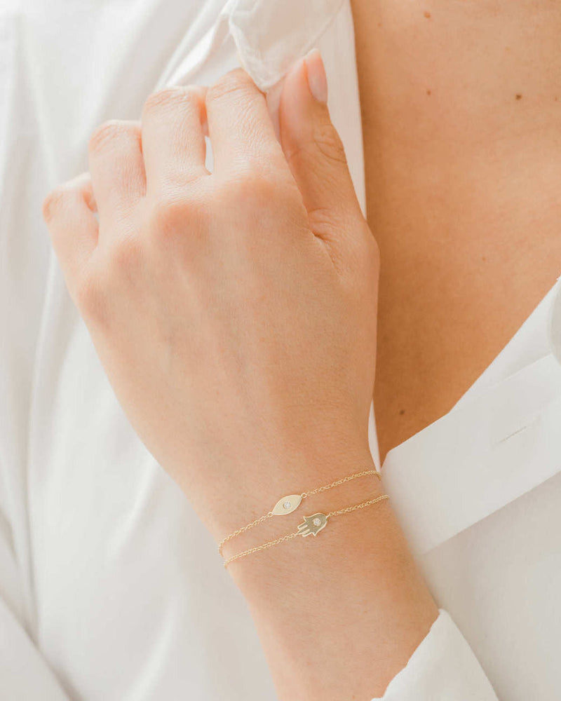 14k Gold Diamond Hamsa Bracelet