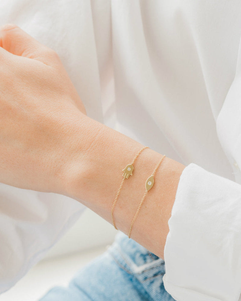 14k Gold Diamond Evil Eye Bracelet