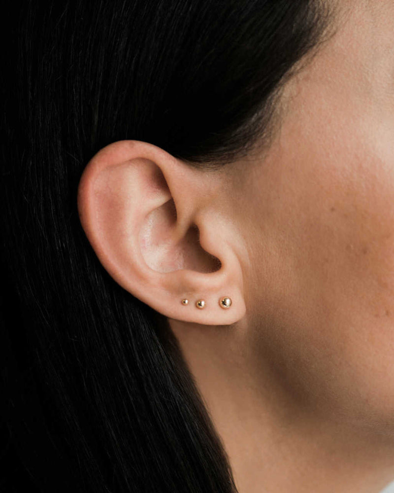 14k Gold Bead Stud Earrings