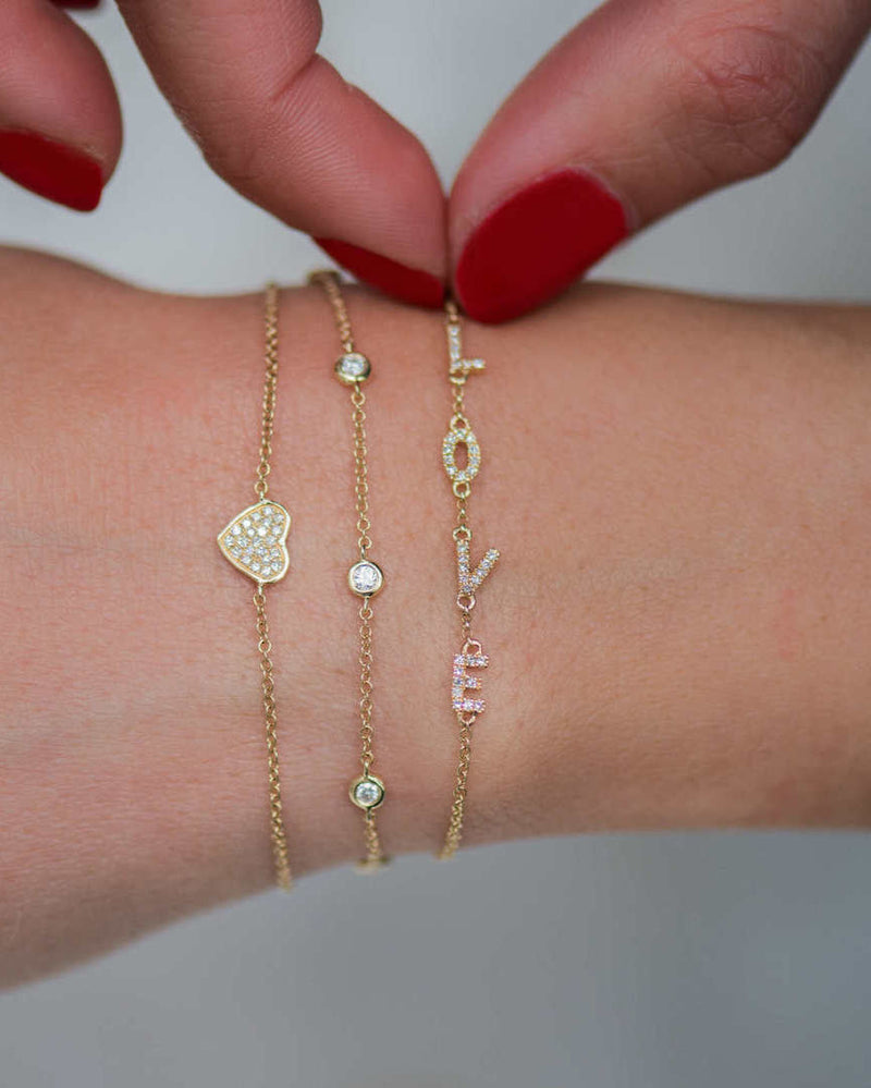 14k Gold Diamond Station Bracelet