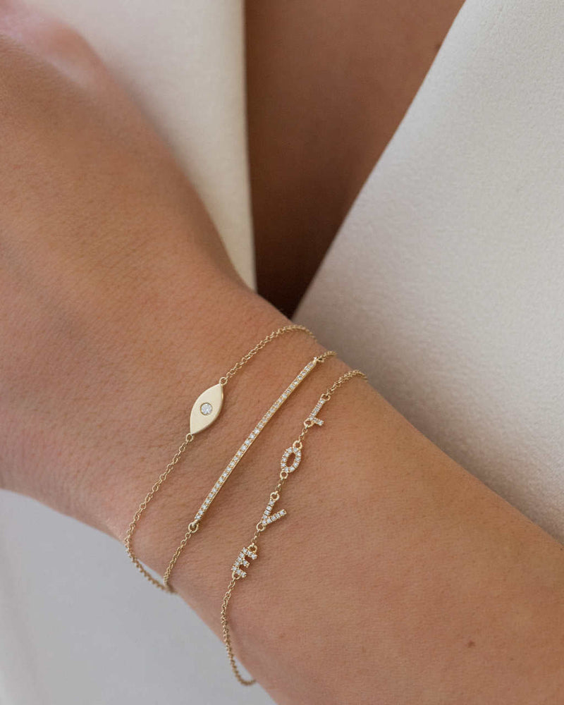 14k Gold Diamond Evil Eye Bracelet