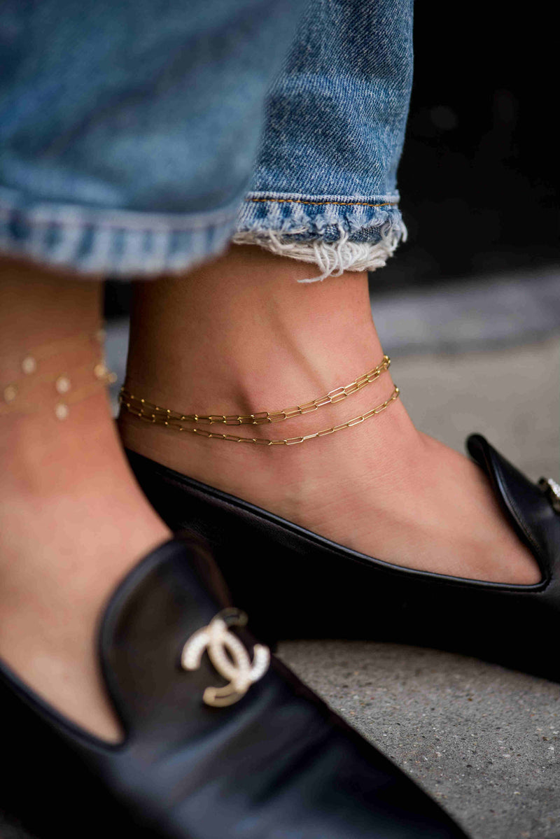 14k Gold Open Link Chain Anklet